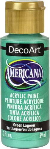 Vibrant 2oz Green Lagoon acrylic paint for versatile art projects, offering durable matte finish and easy application.