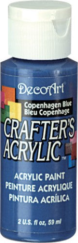 Vibrant Copenhagen Blue acrylic paint in 2oz bottle, ideal for artists and crafters for smooth, full coverage on various surfaces.