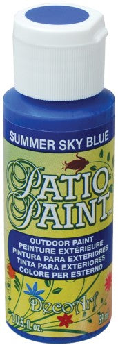 Acrylic paint in Summer Sky Blue for outdoor projects, offering durability, weather resistance, and easy clean-up.