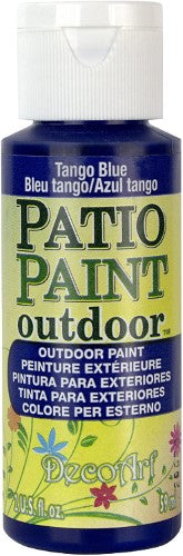 Vibrant Tango Blue acrylic paint for outdoor projects, ensuring durability on various surfaces with a satin finish.
