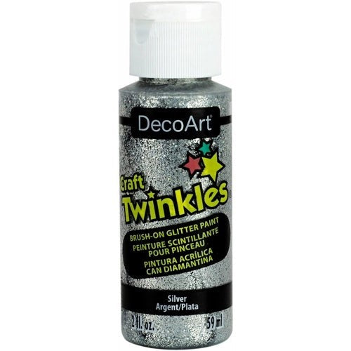Craft Twinkles 2oz Silver bottle showcasing premium glitter paint for adding sparkle to various arts and crafts projects.