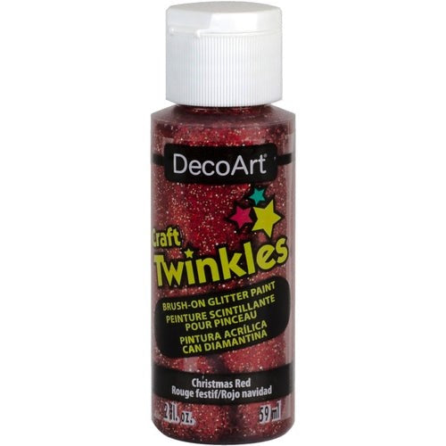 Craft Twinkles 2oz Christmas Red glitter paint enhances crafts with vibrant red sparkle and superior coverage for festive creations.