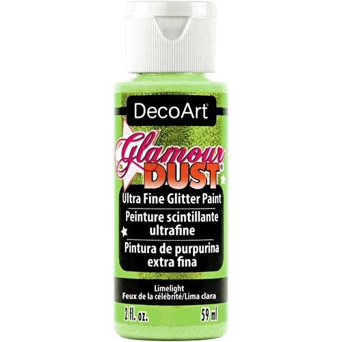 Glamour Dust 2oz Limelight bottle showcasing ultra-fine glitter paint for arts and crafts, providing a dazzling shimmer effect.