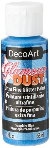 Ultra-fine glitter paint in Sapphire Blue, ideal for adding enchanting sparkle to crafts and home decor projects.