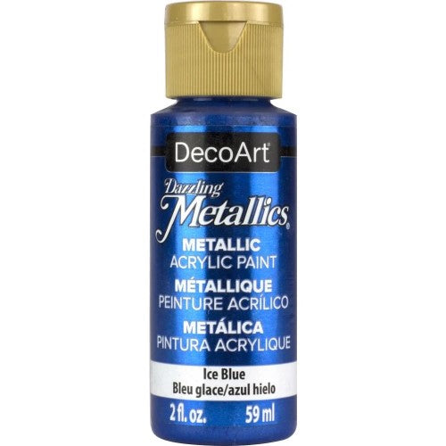 Acrylic paint in Ice Blue, 2oz, featuring vibrant metallic flakes for shimmering art and decor projects.