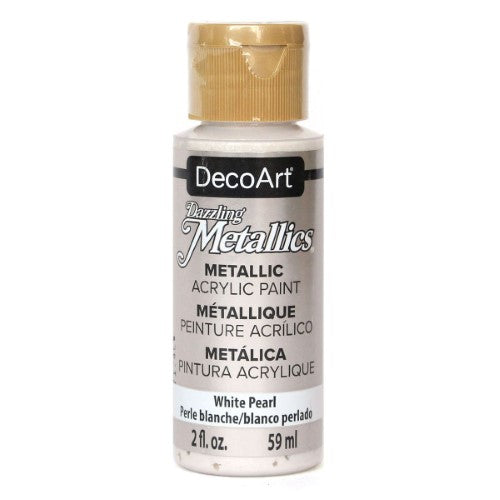 Premium acrylic paint in White Pearl with a stunning metallic finish for art, crafts, and home decor projects.