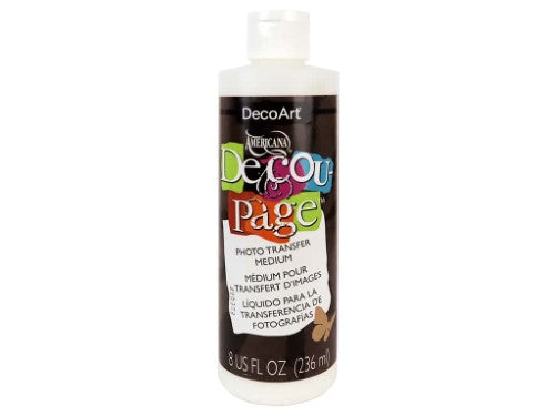 Decou-Page Photo Transfer Medium 236ml for creating custom decals from photos on various surfaces. Ideal for crafters.