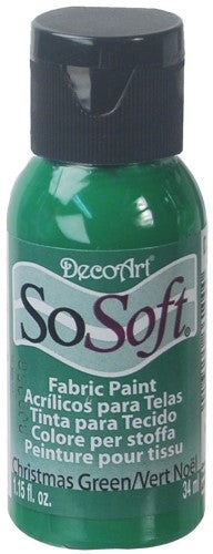 So Soft Fabric Acrylic 1oz in Christmas Green, vibrant fabric paint for festive DIY projects, suitable for all fabric types.