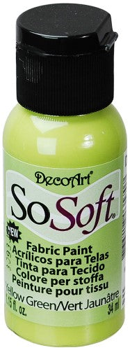 So Soft Fabric Acrylic in vibrant Yellow Green, ideal for flexible, machine-washable craft projects.