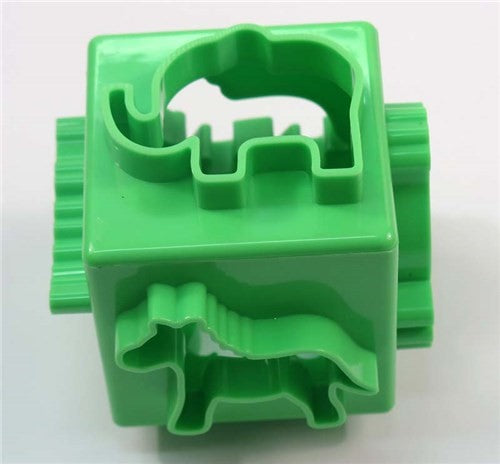 Fun jungle animal-shaped cookie cutters including an elephant, zebra, lion, crocodile, hippo, and parrot for creative baking.