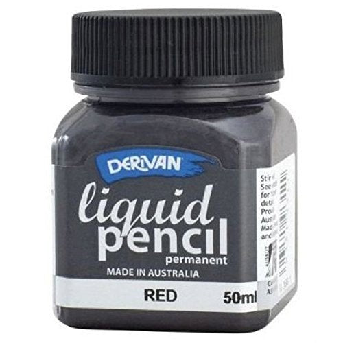 Acrylic paint tube of Derivan Liquid Pencil in Permanent Red, designed for versatile sketching and blending without smudging.