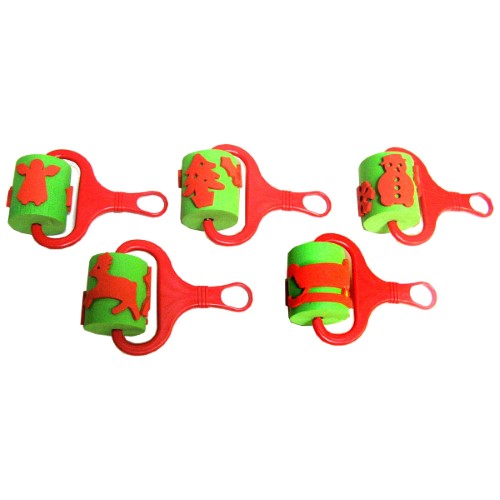 Colorful set of 5 Christmas-themed picture rollers for kids, ideal for festive arts and crafts activities.