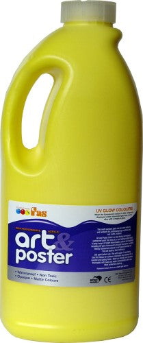 Silver Fas A&P poster paint in a 2-liter bottle, ideal for vibrant indoor and outdoor artistic projects with a matte finish.