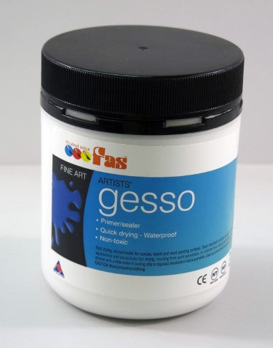 Artist Primer - Fas Gesso Primer 500ml ensuring smooth, fast-drying, waterproof surface for oils and acrylics on canvas, linen, or board.