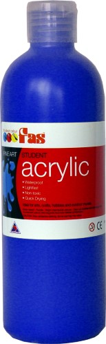Vibrant Fas Student Acrylic paint in Warm Blue, 500ml, perfect for artists seeking versatility and quick-drying, non-toxic color.