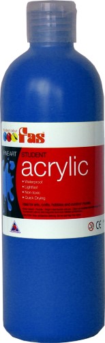 Cool Blue Fas Student Acrylic paint in a 500ml bottle, ideal for vibrant artwork and versatile applications across various mediums.