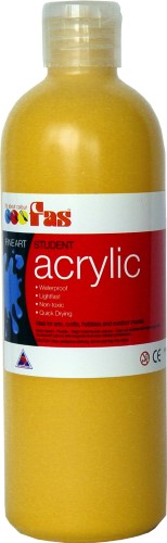 Fas Student Acrylic 500ml in Yellow Oxide, vibrant and versatile paint for creative projects and easy color mixing.