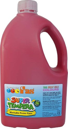 Burgundy Fas Super Tempera paint in a 2L bottle, perfect for vibrant, non-toxic art projects and quick, ready-to-use applications.