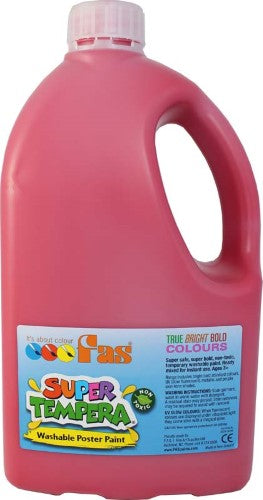 Vibrant Fas Super Tempera 2ltr in crimson for safe, easy painting with bright, opaque colors and a smooth, matte finish.
