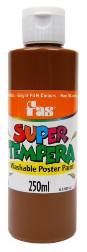 Fas Super Tempera 250ml Umber is a non-toxic, ready-to-use paint perfect for vibrant artwork and easy washout from fabrics.