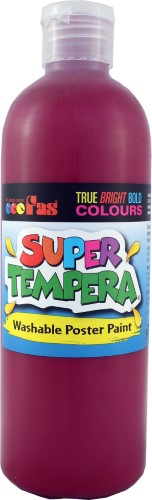 Vibrant 500ml burgundy Fas Super Tempera paint, safe for all ages, perfect for arts and crafts, washes out of fabrics.