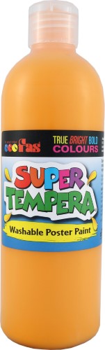 Vibrant yellow washable tempera paint in a 500ml bottle, perfect for children's art projects and educators.