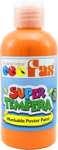 Bright Fluo Orange wash-off tempera paint, ideal for art projects, offers vibrant color and easy cleanup for all ages.