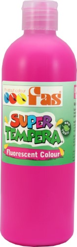 Bright Fluo Magenta Fas Super Tempera 500ml paint, perfect for vibrant art projects, easy to use, and washable from fabrics.