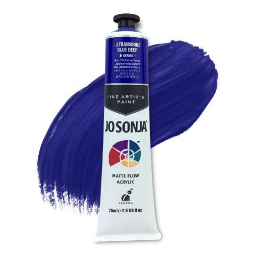 A deep, vibrant ultra blue acrylic paint for artists, offering water resistance and a smooth matte finish for versatile applications.