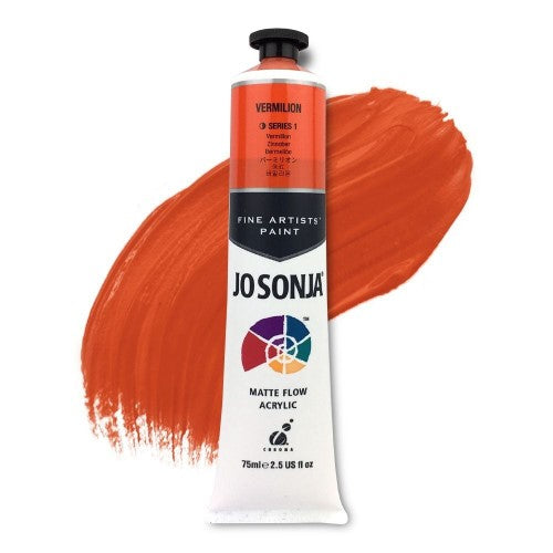 Jo Sonja's 75ml Vermilion Acrylic Paint offers a vibrant, water-resistant finish ideal for fine art and various techniques.