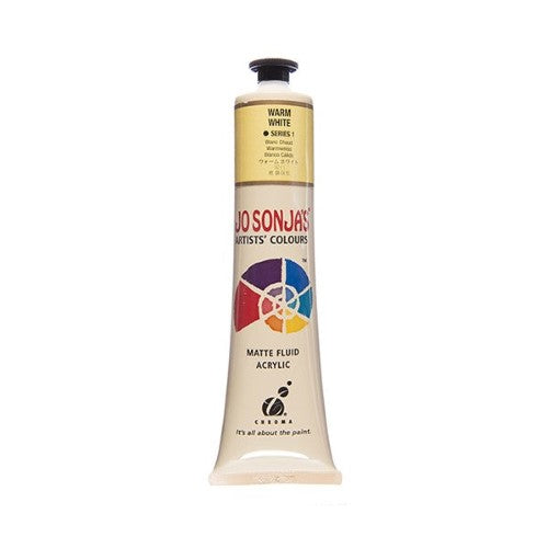 Acrylic paint in warm white, featuring a velvet matte finish and water-resistant formula for versatile artistic applications.