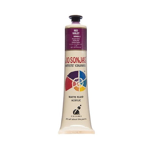 75ml tube of Jo Sonja's Red Violet acrylic paint, ideal for artists with a velvet matte finish and superb opacity.