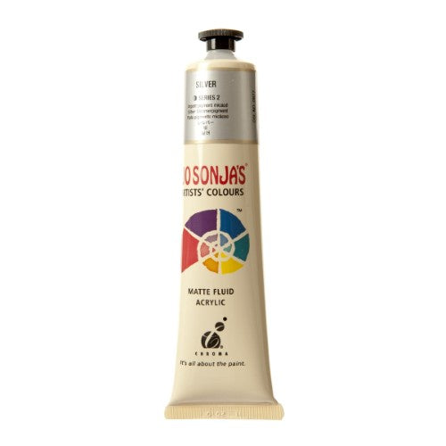 75ml tube of Jo Sonja's Silver Acrylic Paint, featuring a luxurious matte finish and water-resistant, high-quality formula for artists.
