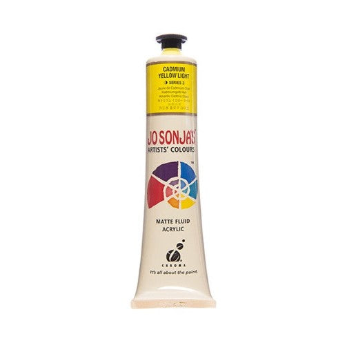 Vibrant Jo Sonja's 75ml Cadmium Yellow Light acrylic paint in a tube, ideal for versatile artistic applications and projects.