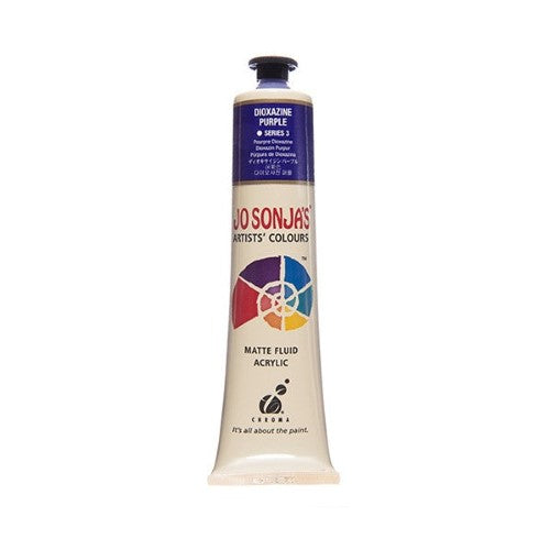 Jo Sonja's 75ml Diox Purple Acrylic Paint, vibrant color with velvet matte finish, perfect for various artistic applications.