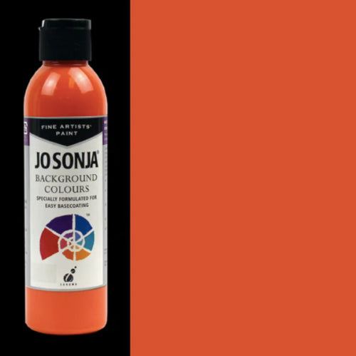 A vibrant 250ml bottle of Jo Sonja's Tiger Lily acrylic paint, perfect for one-coat coverage on various surfaces.