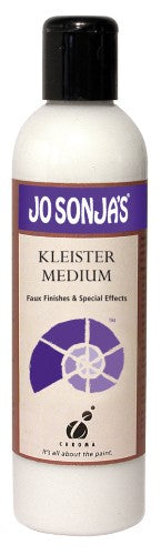 Jo Sonja's Faux Finish Kleister Medium 250ml bottle for versatile faux finishes on diverse surfaces like canvas and wood.