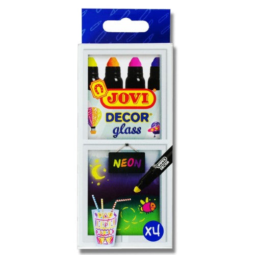 Vibrant neon wax markers for glass, mirror, and ceramic, featuring a rotating device for precise application and easy cleanup.