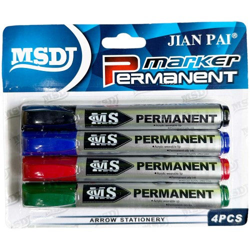 A set of four bold point marker pens in vibrant colors, designed for smooth, vibrant lines and comfortable grip.