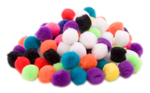 Assorted 20mm pom poms in vibrant colors, perfect for crafts, DIY projects, and embellishments. Ideal for all ages.