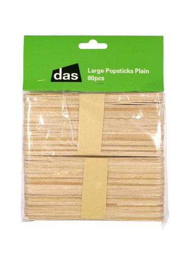 A pack of 80 large plain wooden popsticks, perfect for diverse arts and crafts projects, enhancing creativity and fine motor skills.