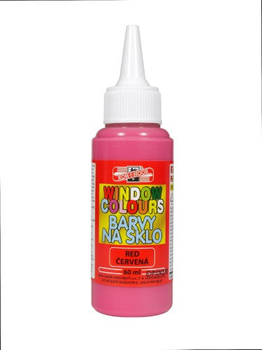 Vibrant 60ml red glass paint for creative projects, perfect for glass, tiles, and smooth surfaces. Safe for ages 3 and up.