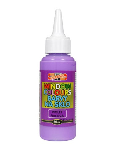 Vibrant 60ml Kohinoor Violet glass paint for creative projects on glass, tiles, and mirrors, suitable for ages 3 and up.