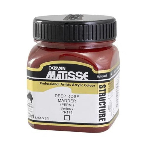 Matisse Str 250ml Deep Rose Madder Acrylic Paint, vibrant impasto texture, ideal for rich layering in artwork.