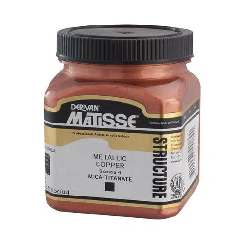 Matisse Structure Metallic Acrylic Paint in Copper, 250ml, ideal for textured effects and vibrant, long-lasting artwork.
