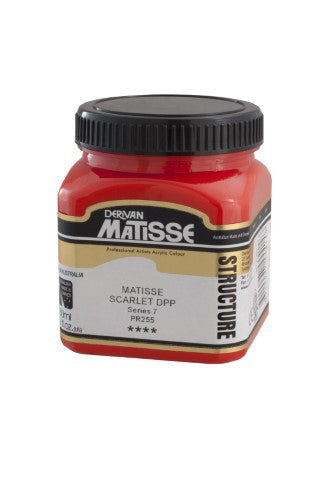 Matisse Acrylic Paint 250ml in vibrant Scarlet DPP, perfect for impasto techniques and high-quality, lightfast artwork.