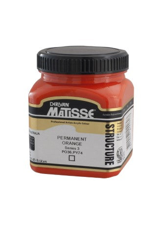 Vibrant Matisse Structure Acrylic Paint in Permanent Orange S3, perfect for textured layering and professional art.