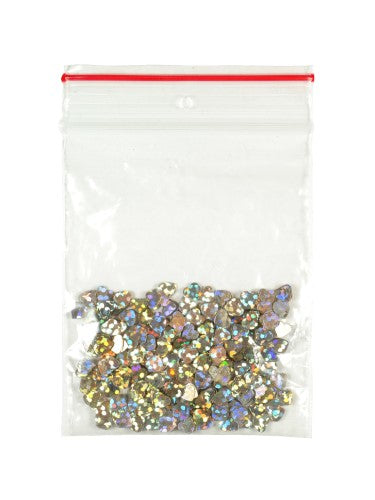 Holographic glitter hearts in vibrant colors, perfect for adding sparkle to crafts like scrapbooking and card making.