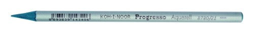 Vibrant pack of 12 Progresso Aquarelle Bluegreen watercolor pencils with hexagonal grip for precise strokes and blending.