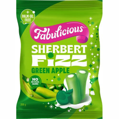 RJ’s Fabulicious Green Apple Sherbert Fizz 200g ( 12 Pack )